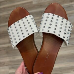 Studded White Slide Sandals
